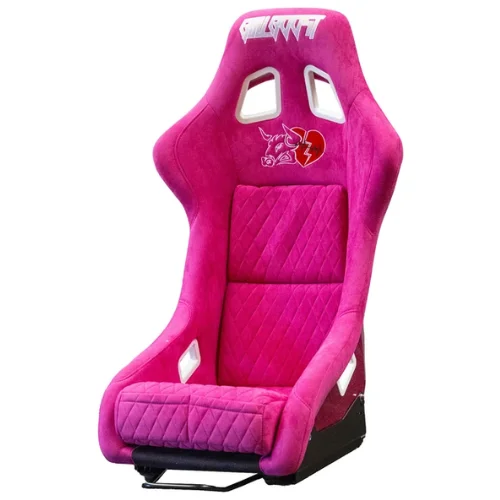 Pink Bull Boost Adjustable Racing Lowered Heartbreak Bucket Seat with Slider Rails