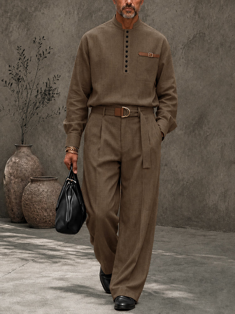 Pair Half-Button Suit Set